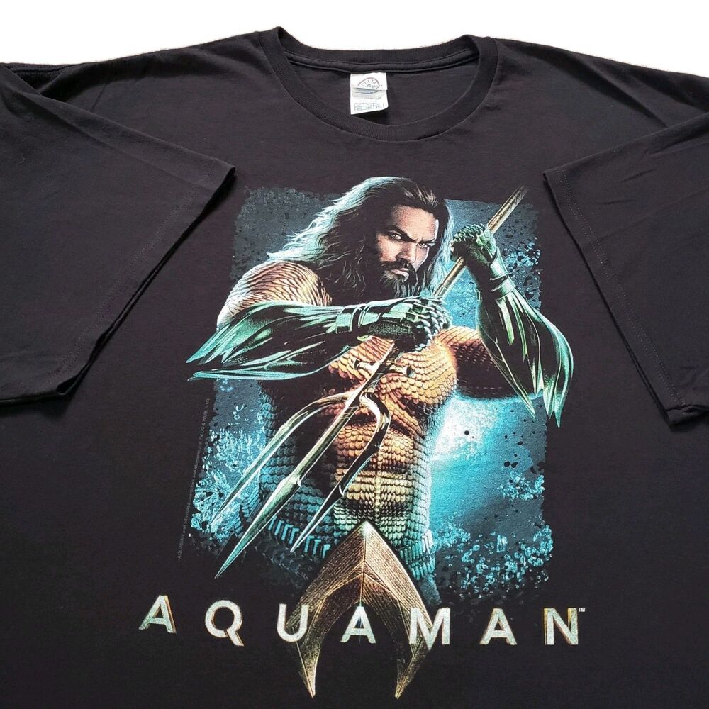 2018 Aquaman Jason Momoa Movie Promo Sz 3XL Black DC Comics T-Shirt Official